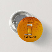 Bierbar-Geschäft Vintage-Logoschopf Button (Vorne & Hinten)