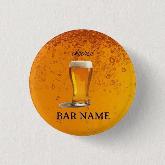 Bierbar-Geschäft Vintage-Logoschopf Button (Vorderseite)