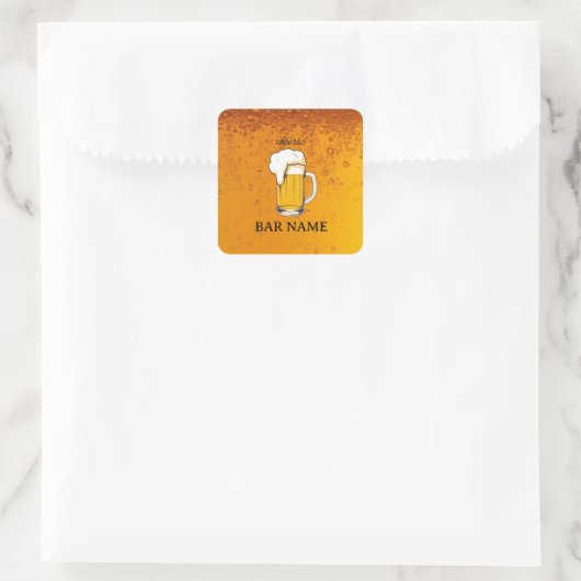 Bierbar-Geschäft Vintage-Logoschopf Quadratischer Aufkleber (Tasche)