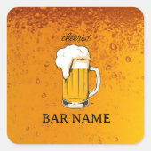 Bierbar-Geschäft Vintage-Logoschopf Quadratischer Aufkleber (Vorderseite)