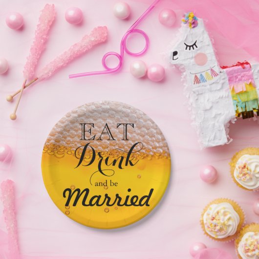 Bierblase trinken und Verheiratet sein Pappteller (Party)