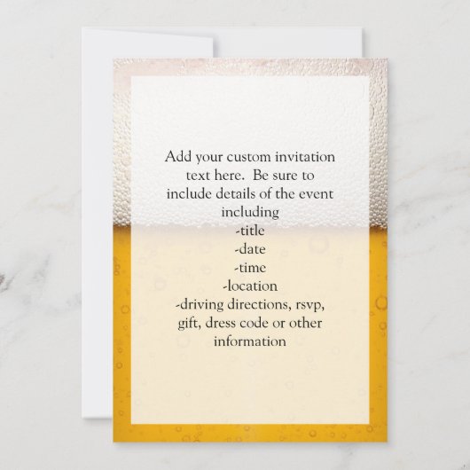 Bierblasen Nah aufwärts Einladung (Rückseite)