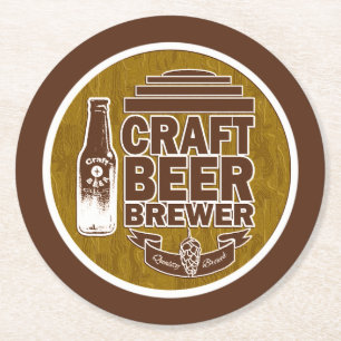 Bierbrauer - braun runder pappuntersetzer