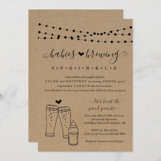 Bierbrauer-Sprinkle - Zweiteilige Triole Einladung (Vorne/Hinten)