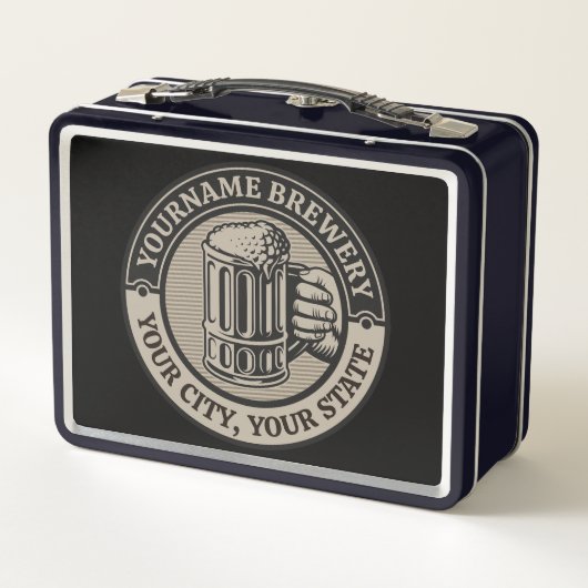 Bierbrauerei Personalisiert NAME Brauerei Big Tass Metall Brotdose (Rückseite)