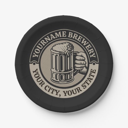 Bierbrauerei Personalisiert NAME Brauerei Big Tass Pappteller (Vorderseite)