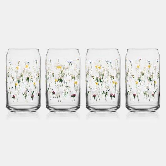 Bierbrille, Tasse & Steine Blumenmuster Dosenglas (Hinten)