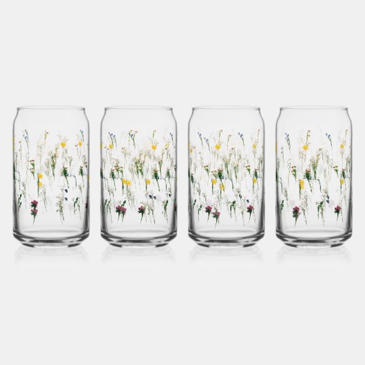 Bierbrille, Tasse & Steine Blumenmuster Dosenglas (Vorderseite)