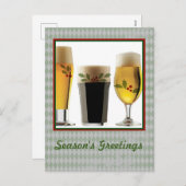 Bierbrillen & Holly-Frohe Festtage Feiertagspostkarte (Vorne/Hinten)