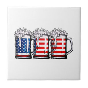 Biere American Flag 4. Juli Männer Frauen Merica D Fliese