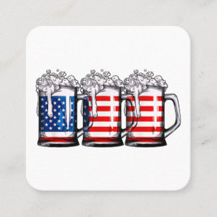 Biere American Flag 4. Juli Männer Frauen Merica D Quadratische Visitenkarte