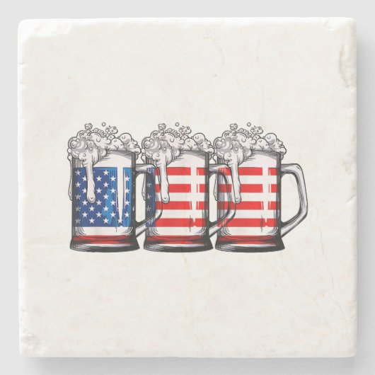 Biere American Flag 4. Juli Männer Frauen Merica D Steinuntersetzer (Vorderseite)