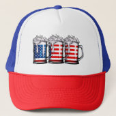 Biere American Flag 4. Juli Männer Frauen Merica D Truckerkappe (Vorderseite)