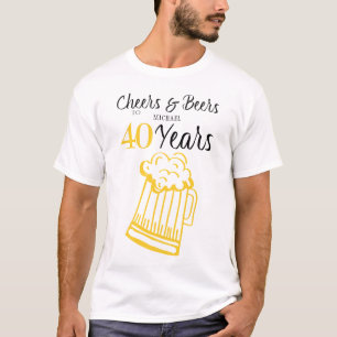 Biere bis 40 Jahre Typografie Geburtstag T-Shirt