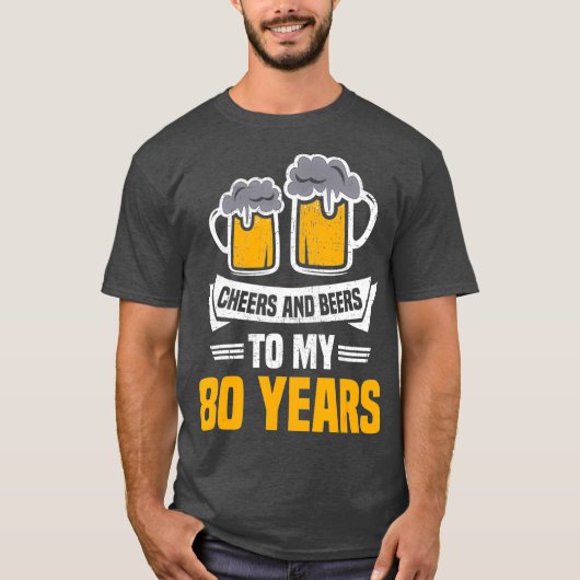 Biere bis 80 Jahre 80. Geburtstag T-Shirt (Vorderseite)