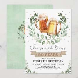 Biere bis 90 Jahre Erwachsene zum Geburtstag Einladung