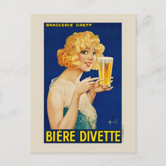 Biere Divette Vintage Poster 1929 Postkarte (Vorderseite)