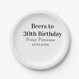 Biere zum 30. Geburtstag Name Datum Mann stilvollE Pappteller