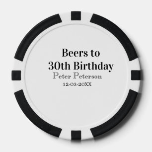 Biere zum 30. Geburtstag Name Datum Mann stilvollE Pokerchips