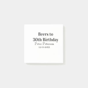 Biere zum 30. Geburtstag Name Datum Mann stilvollE Post-it Klebezettel