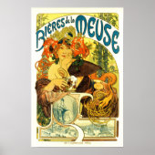 BIERES DE LA MEUSE Beer Alphonse Mucha Art Nouveau Poster (Vorne)