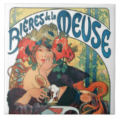 Bieres de la Meuse, Mucha Keramik Tile Fliese (Vorderseite)