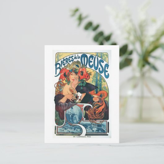 Bieres de la Meuse, Mucha Postkarte (Stehend Vorderseite)