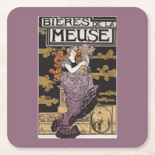 Bieres de la Meuse Werbeplakat Rechteckiger Pappuntersetzer