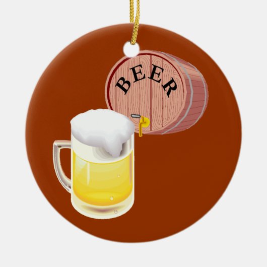 Bierfaß und Bier Stein Keramik Ornament (Vorne)