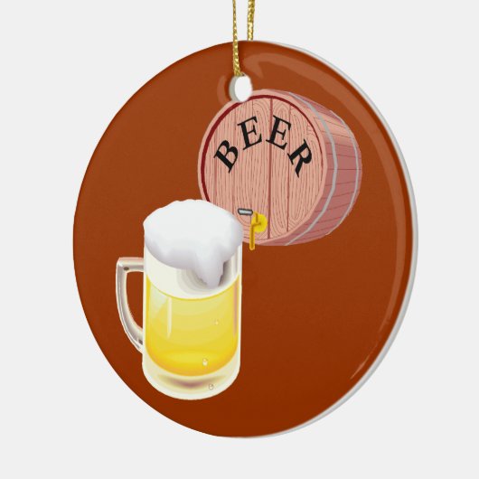 Bierfaß und Bier Stein Keramik Ornament (Links)