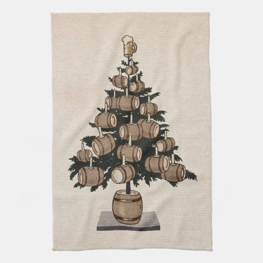 Bierfass-Weihnachtsbaum Geschirrtuch (Vertikal)