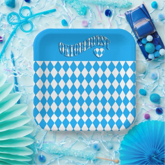 Bierfestival Bayerisches Flaggenmuster Oktoberfest Pappteller (Party)