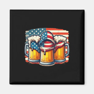 Bierflagge 4. Juli Männer Frauen trinken Magnet