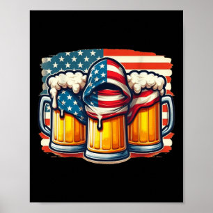 Bierflagge 4. Juli Männer Frauen trinken Poster