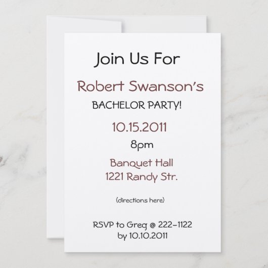Bierflasche Bachelor Party Einladung (Rückseite)