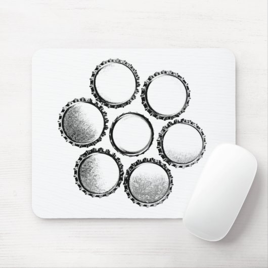 Bierflasche bedeckt Blume mit einer Kappe Mousepad (Mit Mouse)