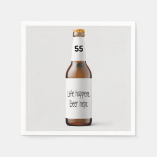 Bierflasche für 55. Geburtstagsparty Serviette