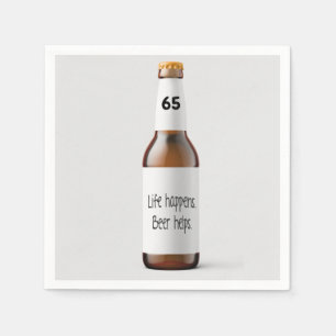 Bierflasche für 65. Geburtstagsparty Serviette