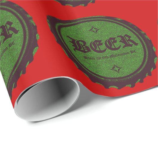 Bierflasche-Kappen-Grün Geschenkpapier (Rolleneckpunkt)