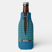 Bierflasche Kapsel/Flaschenhaube Blau/Gelb auf Gra Flaschenkühler (Flasche Rückseite)