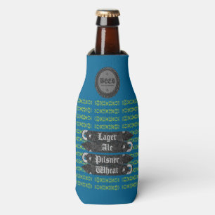Bierflasche Kapsel/Flaschenhaube Blau/Gelb auf Gra Flaschenkühler