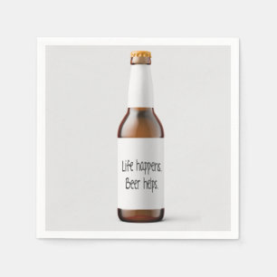 Bierflasche mit Anführungszeichen Serviette
