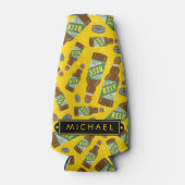 Bierflasche Muster mit Bläschen Retro mit Name Flaschenkühler (Vorderseite)