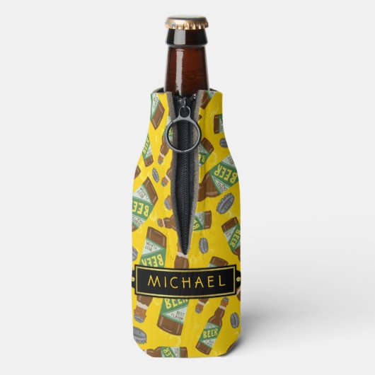 Bierflasche Muster mit Bläschen Retro mit Name Flaschenkühler (Flasche Rückseite)