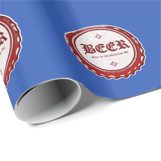 Bierflasche rot auf blau geschenkpapier (Rolleneckpunkt)