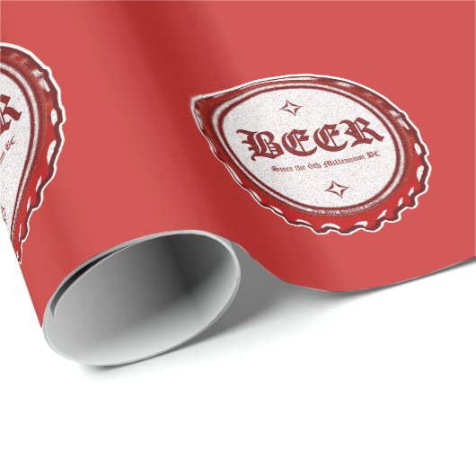 Bierflasche Rot Geschenkpapier (Rolleneckpunkt)