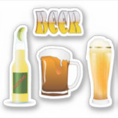 Bierflasche, Tasse Bier, I Liebe Beer Aufkleber (Vorderseite)