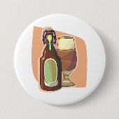 Bierflasche und Glas Rustikale Brauerei Button (Vorderseite)