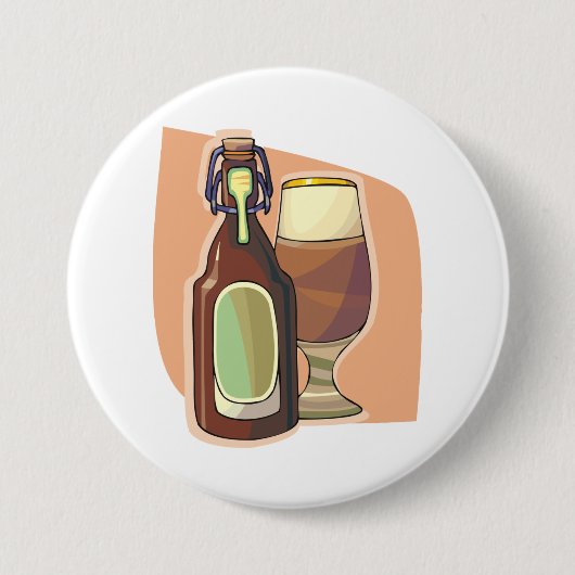 Bierflasche und Glas Rustikale Brauerei Button (Vorderseite)