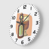 Bierflasche und Glas Rustikale Brauerei Große Wanduhr (Winkel)